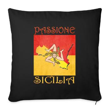 Sicily, Sicilia, Sicily, Italy, Italia, Logo - Sofa pillow with filling 45cm x 45cm - black - Front