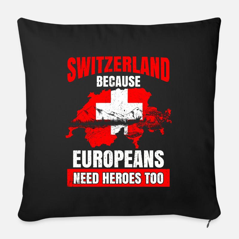 Schweiz - Sofakissen mit Füllung 45 x 45 cm - Schwarz