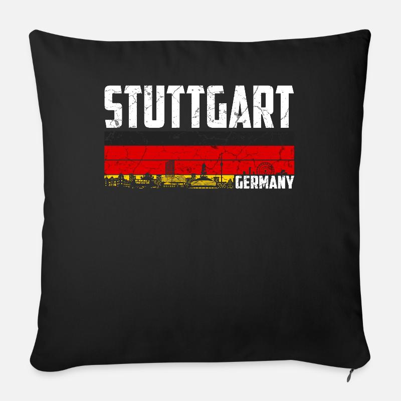 Stuttgart Deutschland - Sofakissen mit Füllung 45 x 45 cm - Schwarz
