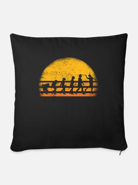 Badminton Evolution Badmintonspieler Federball - Sofakissen mit Füllung 45 x 45 cm - Schwarz