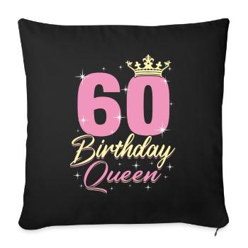 Anniversaire Reine 60e anniversaire - Coussin et housse de 45 x 45 cm - noir - Devant