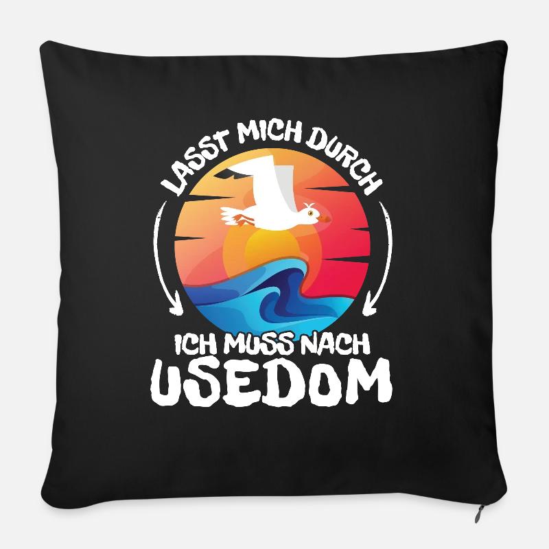 Lasst mich durch nach Usedom Möwe Sonne Strand - Sofakissen mit Füllung 45 x 45 cm - Schwarz