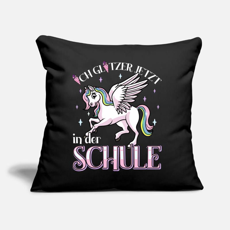 Schulkind Mädchen Einschulung mit Pegasus Sofakissen mit Füllung 45 x 45 cm
