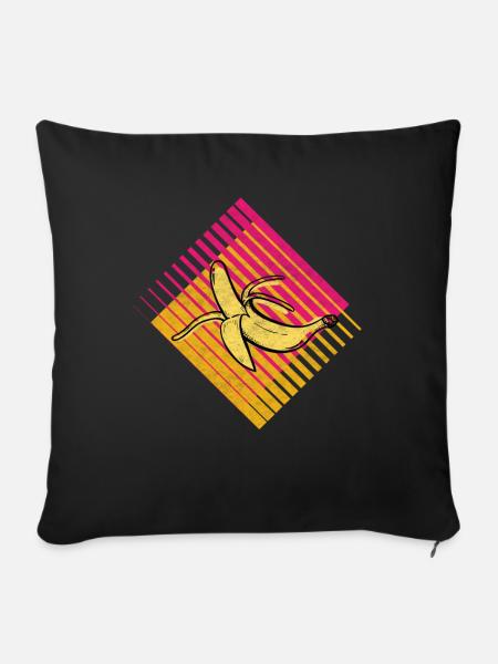 Banane Retro Obst Früchte Frucht - Sofakissen mit Füllung 45 x 45 cm - Schwarz