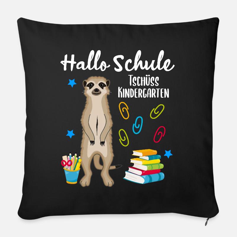 Einschulung Schulbeginn 1. Klasse Erdmännchen - Sofakissen mit Füllung 45 x 45 cm - Schwarz