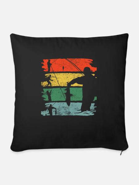 Angeln Angler Fischen - Sofakissen mit Füllung 45 x 45 cm - Schwarz