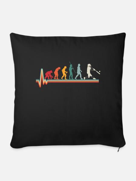 Evolution Herzschlag Baseball Softball Geschenk - Sofakissen mit Füllung 45 x 45 cm - Schwarz