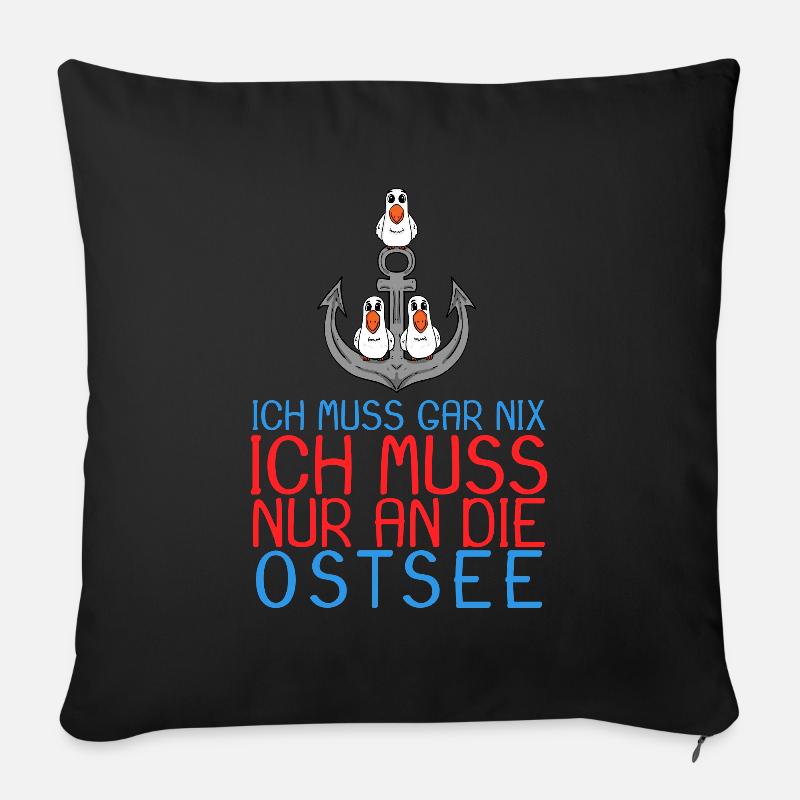 Ostsee Anker Möwe Geschenk - Sofakissen mit Füllung 45 x 45 cm - Schwarz