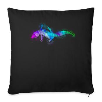 Leopard Gecko Watercolor - Coussin et housse de 45 x 45 cm - noir - Devant