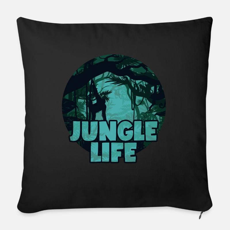 Jungle Life forêt tropicale jungle forêt tropicale - Coussin et housse de 45 x 45 cm - noir