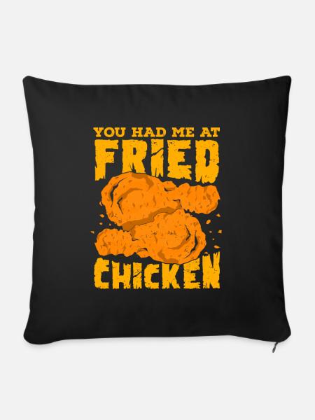 Fried Chicken Essen Geschenk - Sofakissen mit Füllung 45 x 45 cm - Schwarz