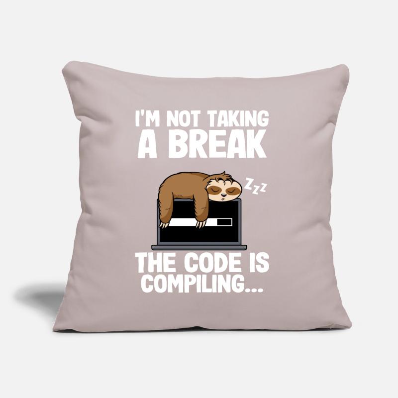 The Code Is Compiling Funny Sloth Programming Nerd Sofa pillow with filling 45cm x 45cm