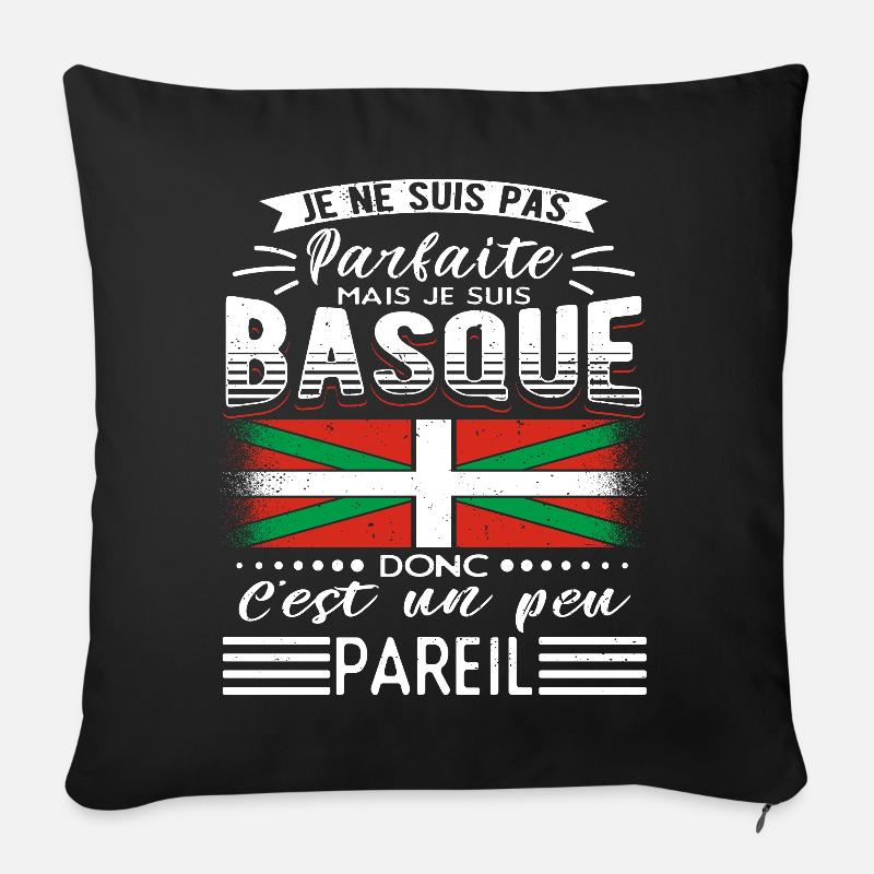 Pays Basque Homme Basque - Coussin et housse de 45 x 45 cm - noir