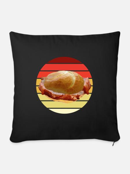 Leberkas Leberkäse Leberkässemmel Fleischkäse - Sofakissen mit Füllung 45 x 45 cm - Schwarz
