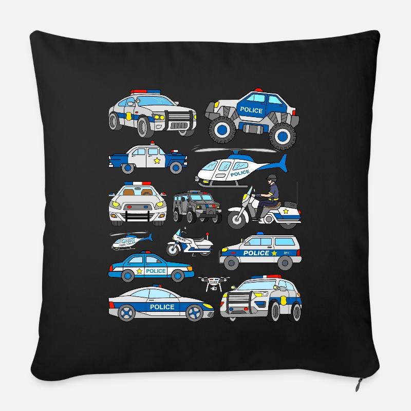 Polizeiauto - Sofakissen mit Füllung 45 x 45 cm - Schwarz