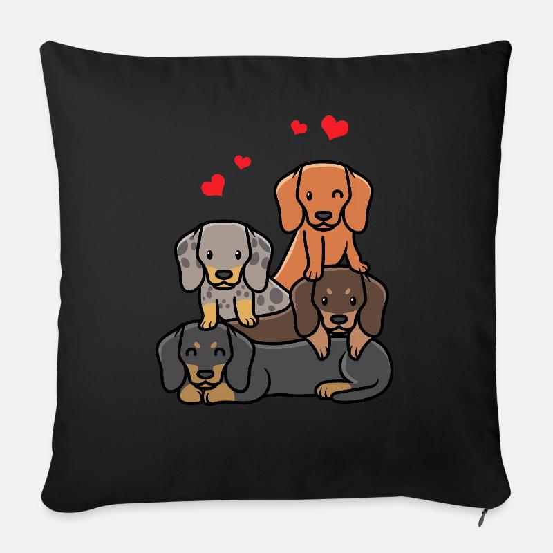 Teckel Chien Teckel Teckel Avec Des Cœurs - Coussin et housse de 45 x 45 cm - noir