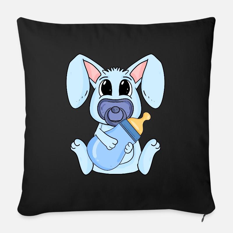 Bébé Garçon Lapin - Coussin et housse de 45 x 45 cm - noir