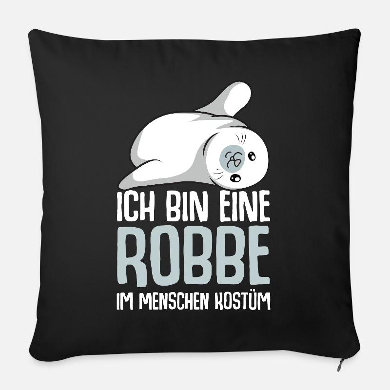 Robbe Seehund Seelöwe Robben Mädchen - Sofakissen mit Füllung 45 x 45 cm - Schwarz