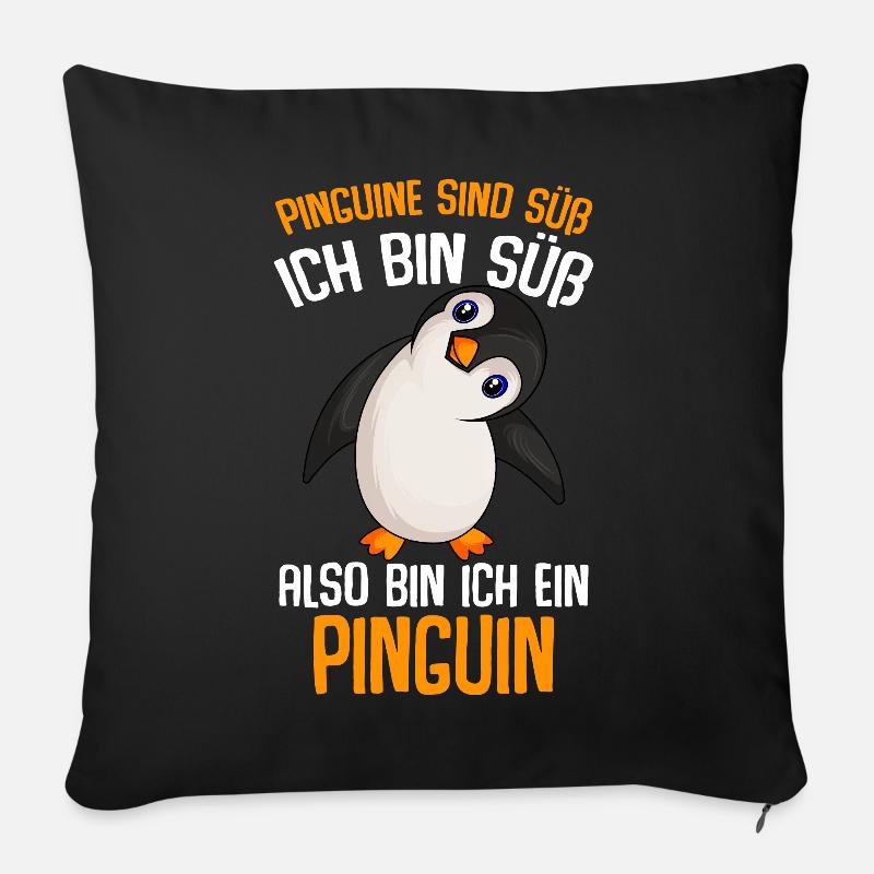 Pinguine sind süß Kinder Mädchen Damen - Sofakissen mit Füllung 45 x 45 cm - Schwarz