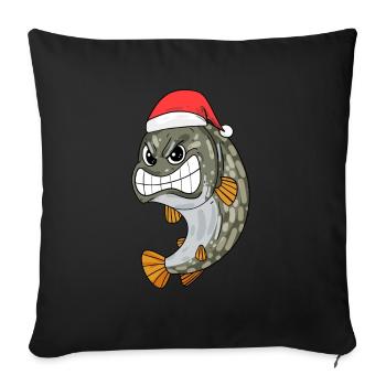 Noël du poisson brochet - Coussin et housse de 45 x 45 cm - noir - Devant