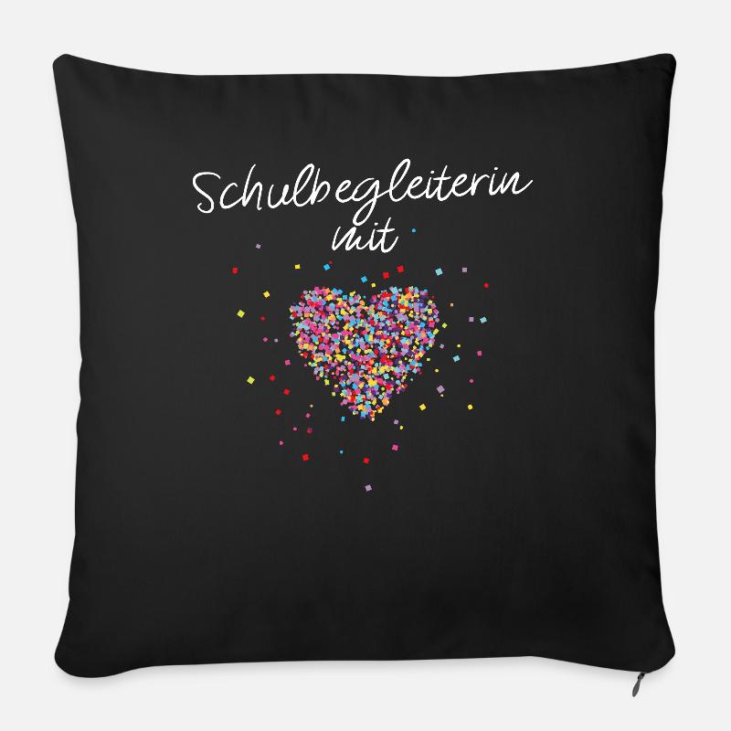 Schulbegleiterin mit Herz Kinder - Sofakissen mit Füllung 45 x 45 cm - Schwarz