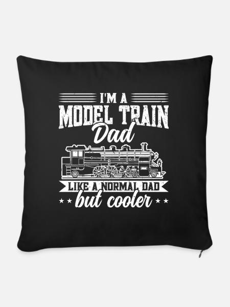 Modelleisenbahn Vater Eisenbahn - Sofakissen mit Füllung 45 x 45 cm - Schwarz