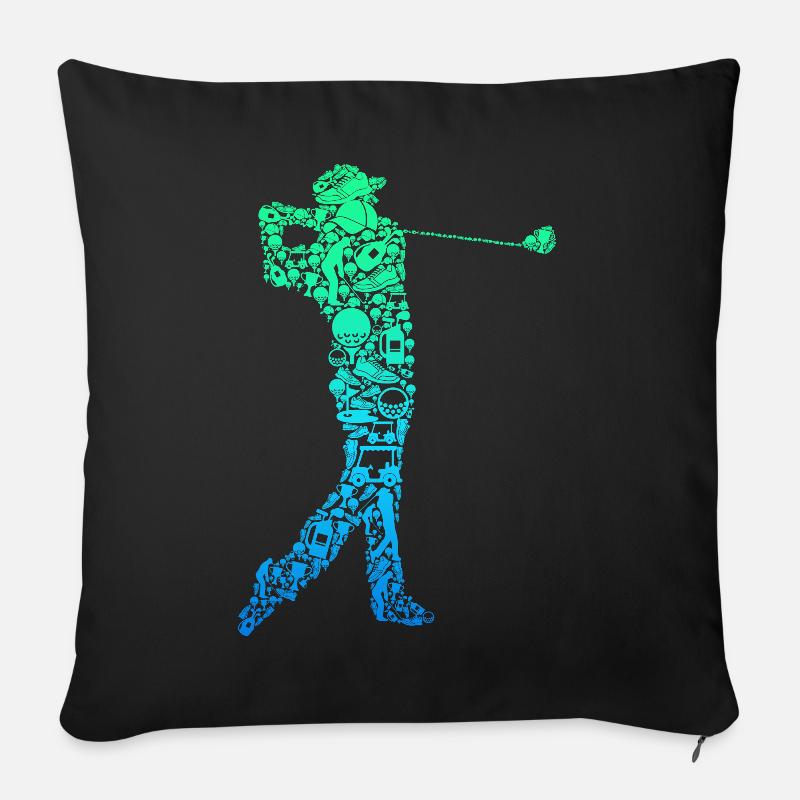 Golf Golfeurs Golfeurs Hommes - Coussin et housse de 45 x 45 cm - noir