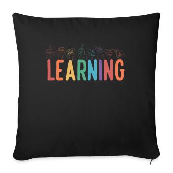 Professeur de langue des signes américaine (ASL) - Coussin et housse de 45 x 45 cm - noir - Devant