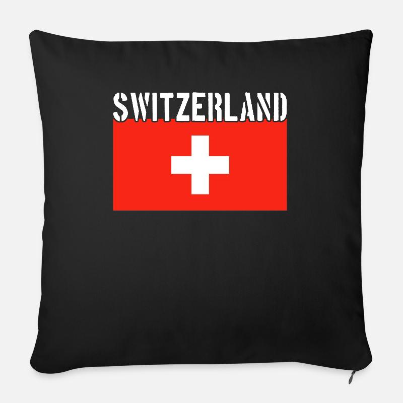 Schweiz Flagge - Sofakissen mit Füllung 45 x 45 cm - Schwarz