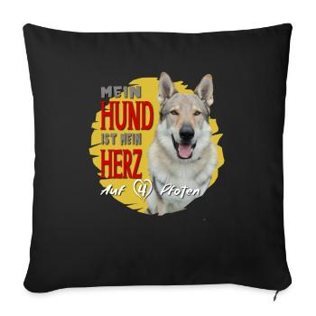 Tschechoslowakischer Wolfshund - Sofakissen mit Füllung 45 x 45 cm - Schwarz - Vorne