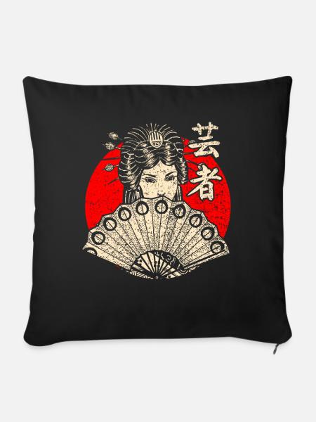 Japan Geisha - Sofakissen mit Füllung 45 x 45 cm - Schwarz