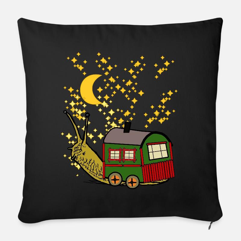 Sternenhimmel Reise Bauwagen Schnecke Camping - Sofakissen mit Füllung 45 x 45 cm - Schwarz