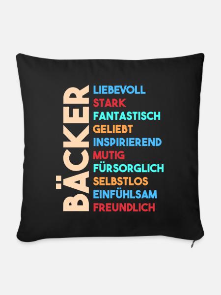 Bäckerei Bäcker - Sofakissen mit Füllung 45 x 45 cm - Schwarz