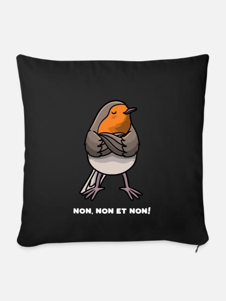 Vertrauter Robin Hartnäckiger Vogel - Sofakissen mit Füllung 45 x 45 cm - Schwarz