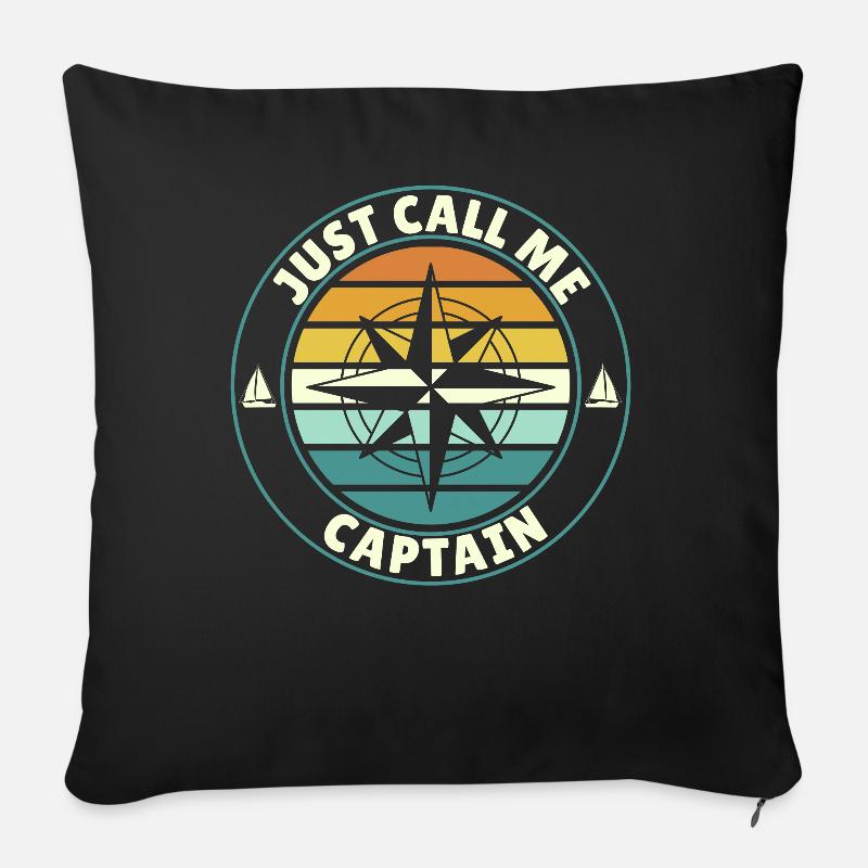 Appelez-moi simplement Capitaine Sailor et Capitaine Saying - Coussin et housse de 45 x 45 cm - noir