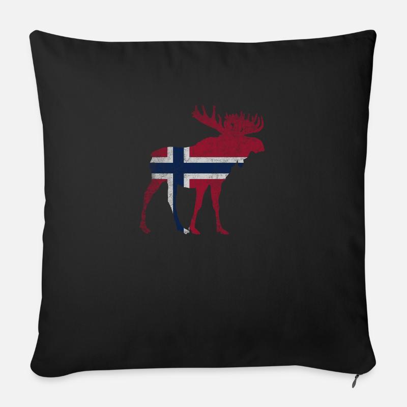 Norway Norwegen Elch - Sofakissen mit Füllung 45 x 45 cm - Schwarz