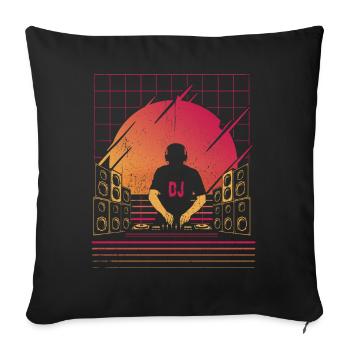 DJ Tshirt for Party Disc Jockey Rave Techno Mixer - Sofa pillow with filling 45cm x 45cm - black - Front