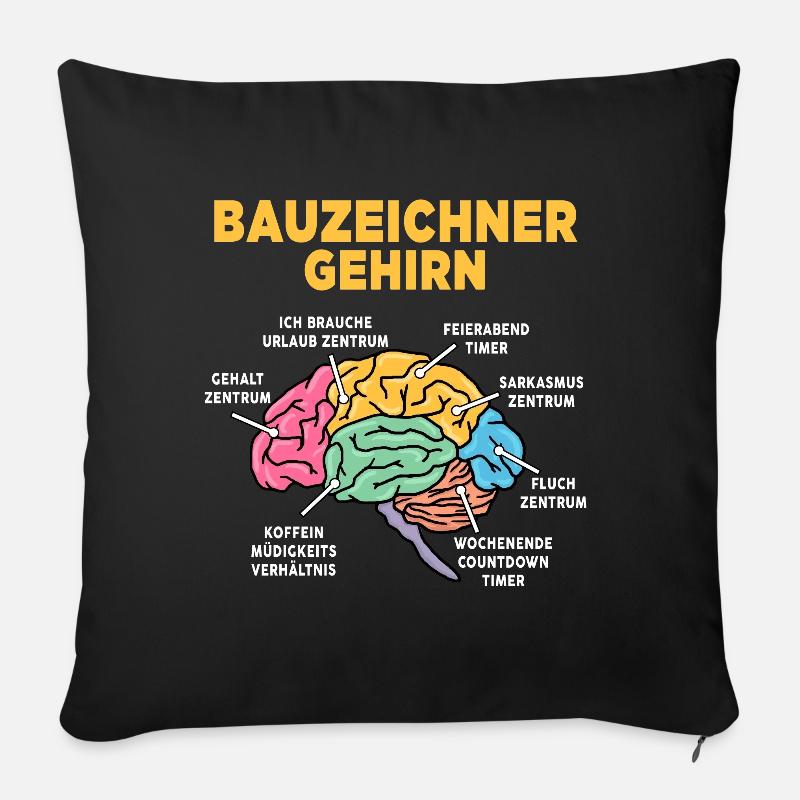 Bauzeichner - Sofakissen mit Füllung 45 x 45 cm - Schwarz