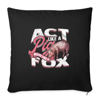 Pig Gift Piglet Kids Piglet Pig Pig - Sofa pillow with filling 45cm x 45cm - black - Front