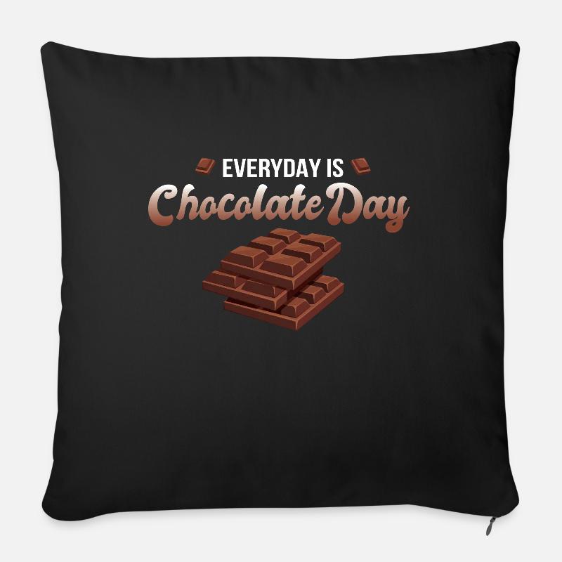Tous les jours, c’est la Journée du chocolat Schokolade - Coussin et housse de 45 x 45 cm - noir