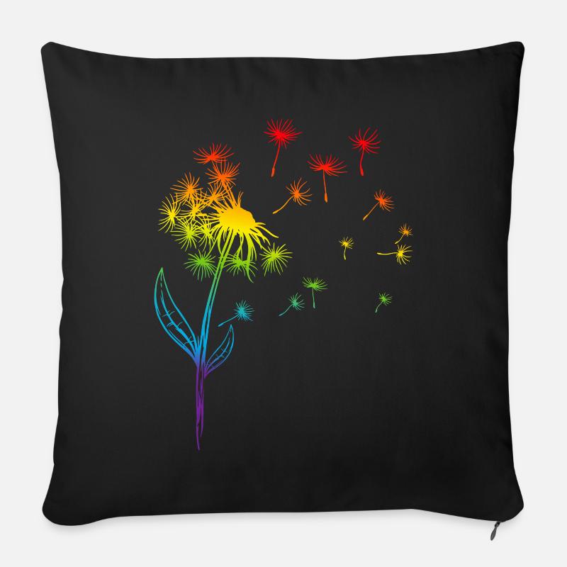 Pusteblume Löwenzahn Regenbogen Pflanze - Sofakissen mit Füllung 45 x 45 cm - Schwarz