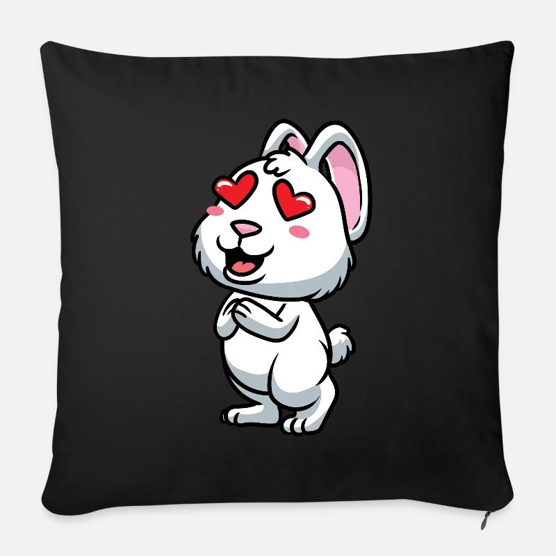 White Rabbit Emoticons Rabbit - Sofa pillow with filling 45cm x 45cm - black