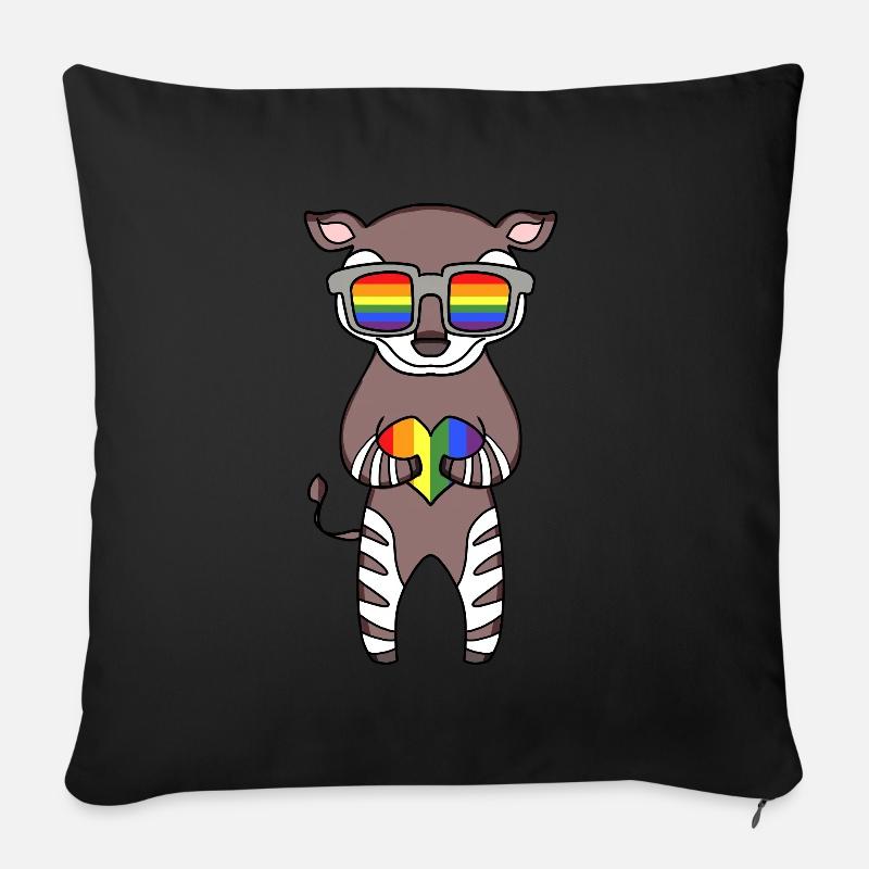 LGBT Tier Okapi Regenbogen - Sofakissen mit Füllung 45 x 45 cm - Schwarz
