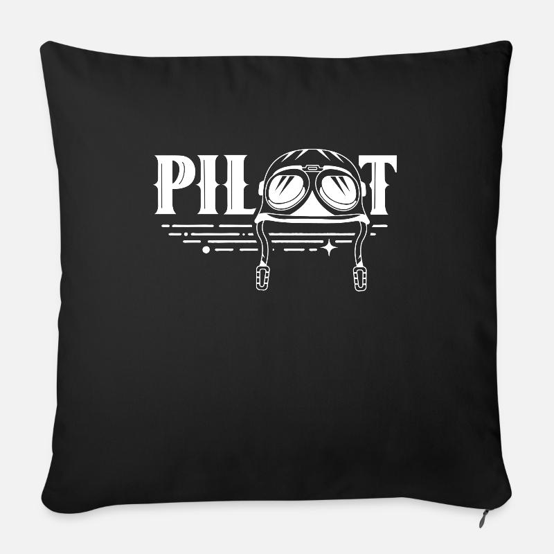 Pilot Kleinflugzeug Privatflugzeug Leichtflugzeug - Sofakissen mit Füllung 45 x 45 cm - Schwarz