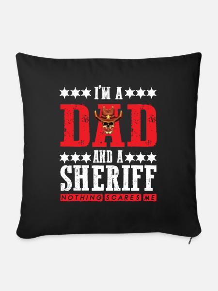 Sheriff Dad furchtlos mit Sheriffstern - Sofakissen mit Füllung 45 x 45 cm - Schwarz