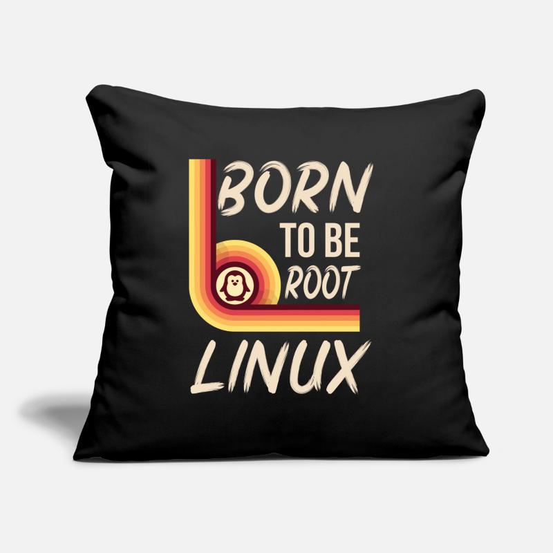 Linux Né pour être root Retro Admin Nerd Geek Coussin et housse de 45 x 45 cm