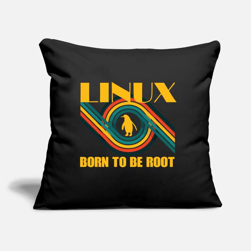 Born To Be Root Linux Retro Pinguin Nerd Geek Sofakissen mit Füllung 45 x 45 cm
