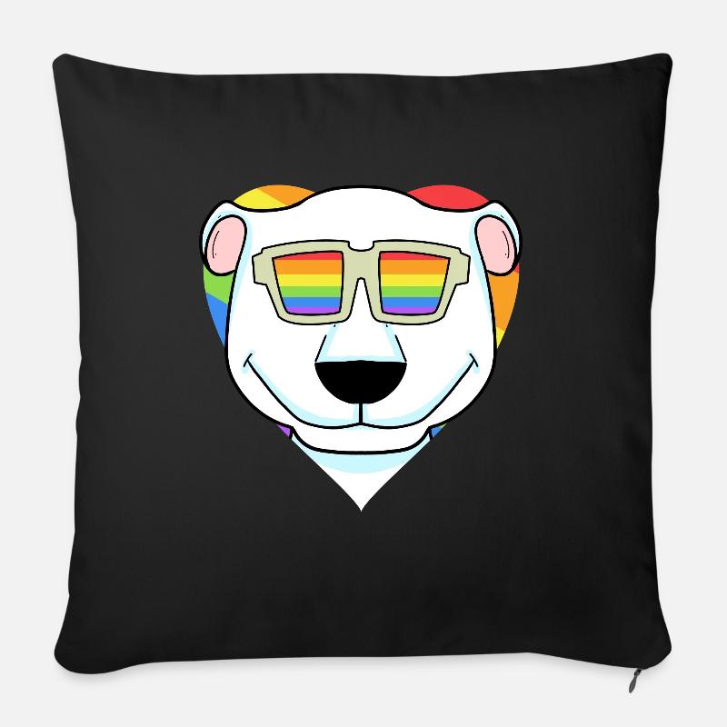 LGBT Tier Eisbär Regenbogen Herz - Sofakissen mit Füllung 45 x 45 cm - Schwarz