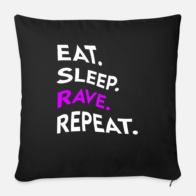 eat sleep rave repeat - Sofakissen mit Füllung 45 x 45 cm - Schwarz