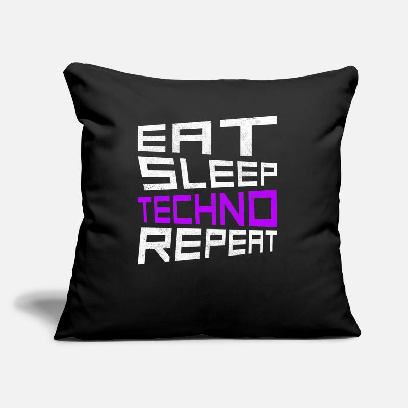 eat sleep techno repeat Sofakissen mit Füllung 45 x 45 cm